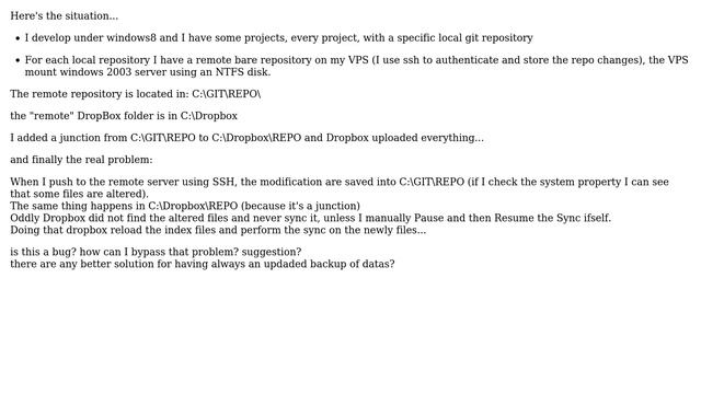 Dropbox won't detect edited files using Remote GIT bare repository folder and ssh смотреть онлайн