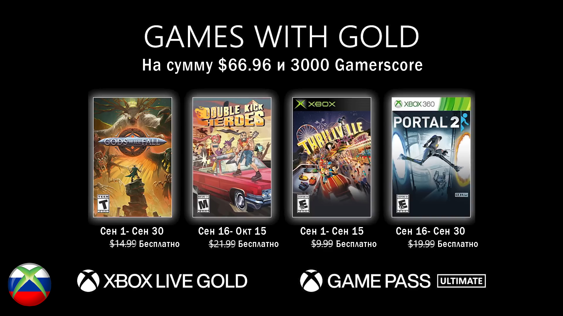 Бесплатные игры по подписке xbox live gold на 1 сентября 2022 смотреть онлайн