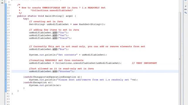 HOW TO CREATE UNMODIFIABLE READONLY SET IN JAVA DEMO смотреть онлайн