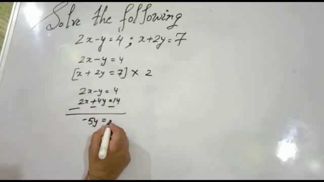 Solve 2x-y=4; x+2y=7 смотреть онлайн