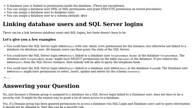 Databases: Should domain "Users" group be removed from the SQL logins for database security? смотреть онлайн