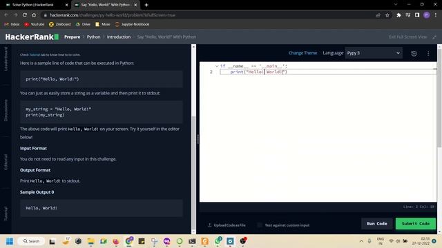 1. HackerRank Python Problem: Say "Hello, World!" With Python смотреть онлайн
