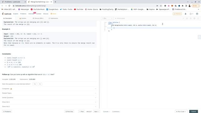 LeetCode 88 Merge Sorted Array смотреть онлайн