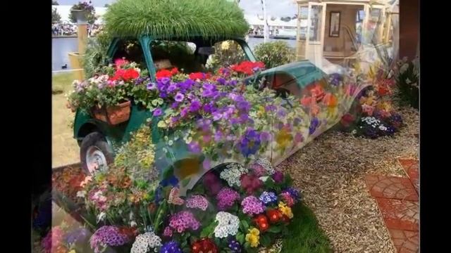 Необычные клумбы в автомобиле или Автомобиль клумба на даче смотреть онлайн