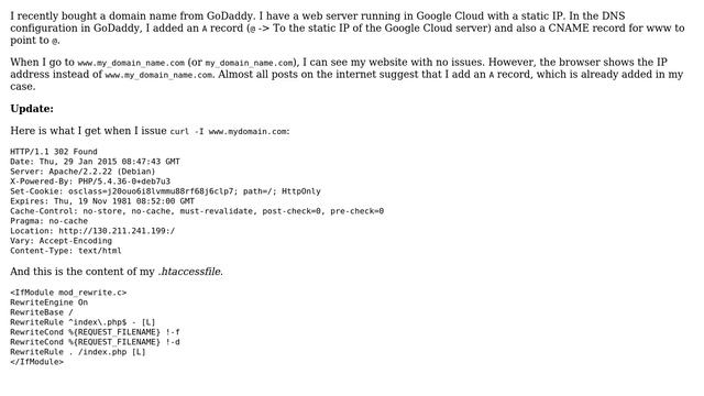 Webmasters: Browser shows IP address instead of my domain name when using Google Cloud смотреть онлайн