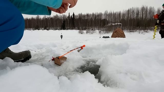 Выехали на реку / Поймали рыбы / Упустили трофей / Зимняя рыбалка в палатке смотреть онлайн
