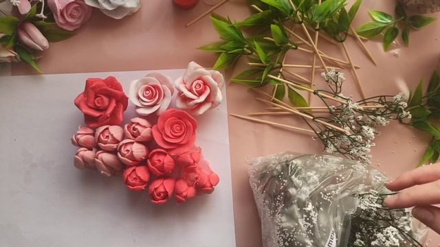 Мыльный букет на заказ. бумага для стаканчика.Цветы из мыла. Заливаю формы.как собрать букет из мыл смотреть онлайн