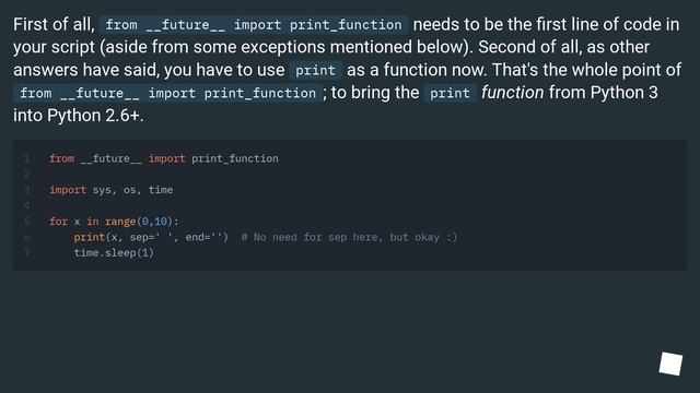 Why does using from __future__ import print_function breaks Python2-style print? смотреть онлайн