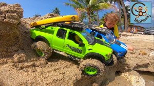 Машинки Игрушки. Песок и Вода - самосвал, грузовичок и джип. Манкиту