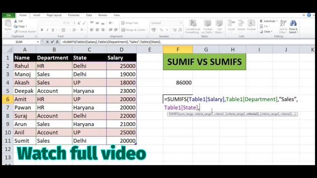 SUMIF and SUMIFS Function in Excel | SUMIFS Formula in Excel in Hindi | SUMIF Formula in Excel смотреть онлайн