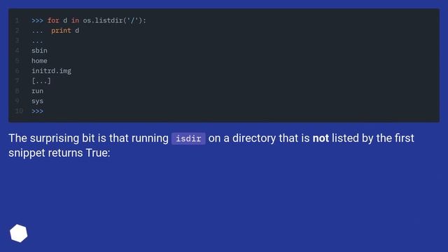 Python's os.listdir() with os.path.isdir() does not return all directories смотреть онлайн