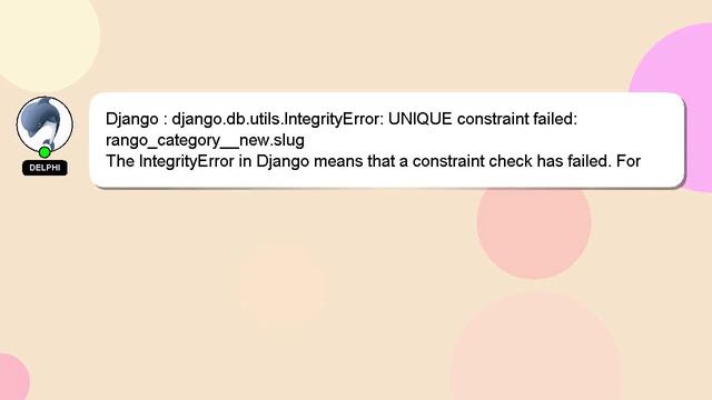 Django : django.db.utils.IntegrityError: UNIQUE constraint failed: rango_category__new.slug смотреть онлайн