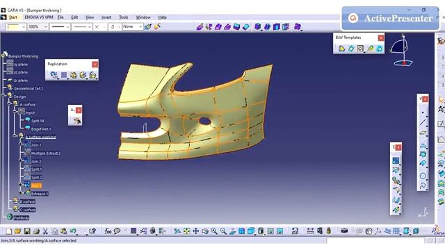 CATIA V5 PRACTICE MODEL| FRONT BUMPER A SURFACE TO CLOSE VOLUME|EXTERIOR TRIM|BUMPER DESIGN|PART 1 смотреть онлайн