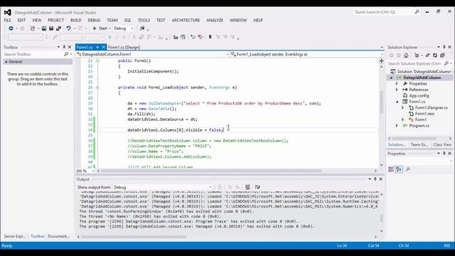 Hide Columns and Rows in a C# Windows forms DataGridView смотреть онлайн