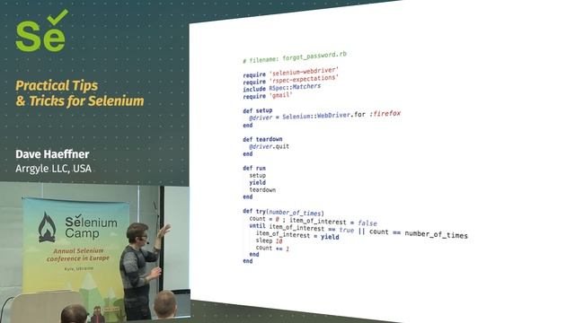 Practical Tips & Tricks for Selenium (Dave Haeffner, USA) смотреть онлайн
