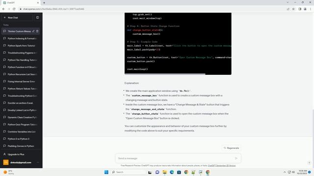 How to create a custom messagebox using Tkinter in Python with changing message and changing button смотреть онлайн