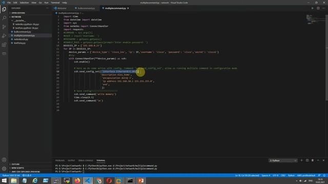 Run multiple command on cisco device in configuration mode with python. смотреть онлайн
