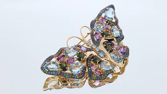 Золотая брошь Александра с миксом камней и подвижными крыльями бш090-23ск-гсиш смотреть онлайн