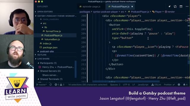Build a Gatsby podcast theme (with Henry Zhu) — Learn With Jason смотреть онлайн