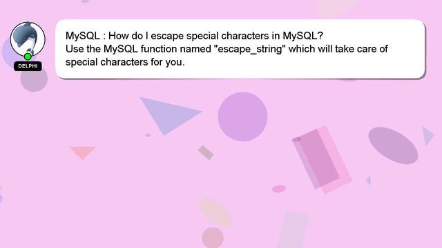 MySQL : How do I escape special characters in MySQL? смотреть онлайн