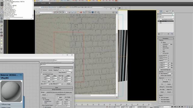 Displace в Vray. применение Vray Displacement Mod, создание материала киприча