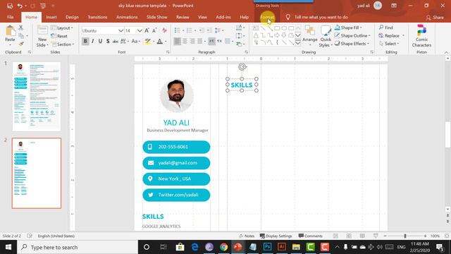 How to create Professional skyblue Basic Resume in Ms-PowerPoint 2019 смотреть онлайн