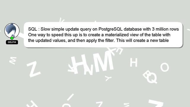 SQL : Slow simple update query on PostgreSQL database with 3 million rows смотреть онлайн
