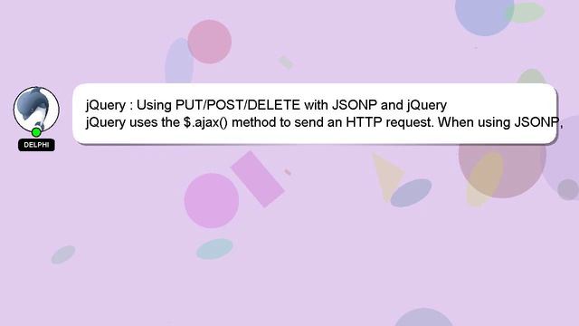 jQuery : Using PUT/POST/DELETE with JSONP and jQuery смотреть онлайн