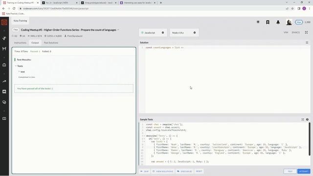 Codewars 7 kyu Coding Meetup #5 - Prepare the Count of Languages Javascript смотреть онлайн