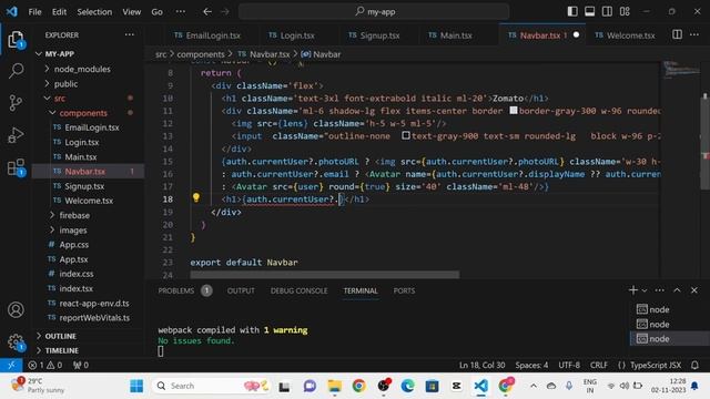 Part 5 | Zomato clone | React JS, Typescript, Tailwind CSS | Navbar, logout смотреть онлайн