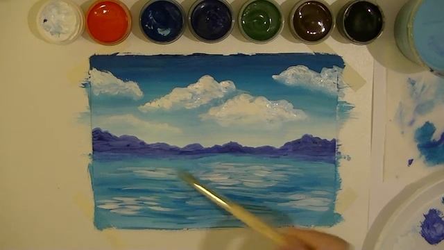 Рисуем море с лодкой. Пейзаж для начинающих с Татьяной Савитраш смотреть онлайн