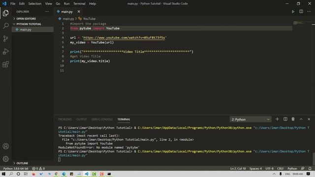 YouTube video downloader | Python project | Pytube | Easy Tutorial смотреть онлайн