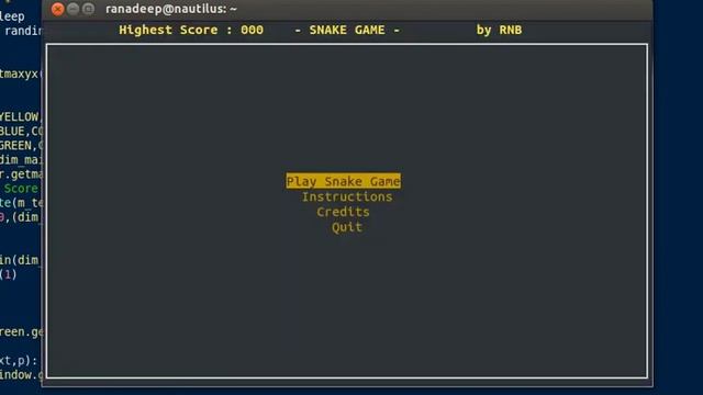 Snake game on Python смотреть онлайн