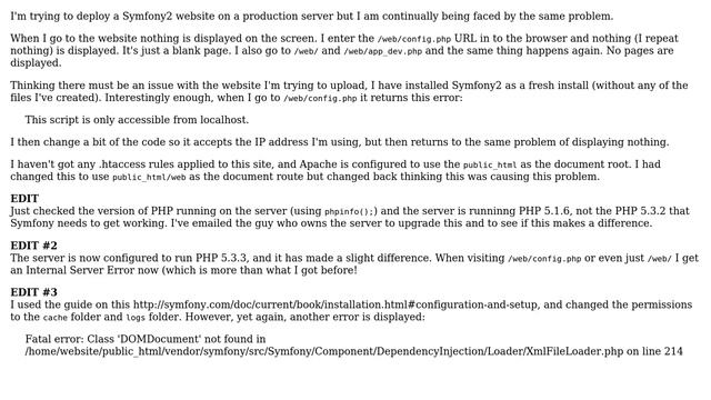 Fresh Symfony2 install doesn't display a single page on production server смотреть онлайн