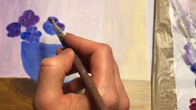 Цветы анютины глазки акриловыми красками. Рисование цветов акрилом. смотреть онлайн