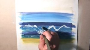 Простой способ нарисовать волну гуашью.Как нарисовать волну.Морские волны.