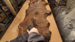 Подготовка слэба термодуба к заливке эпоксидной смолой