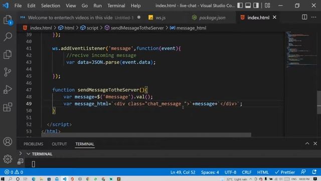 node js live chat using websocket || nodejs || websocket смотреть онлайн