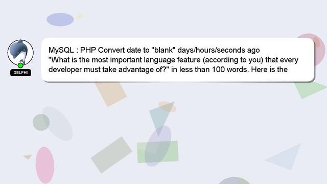 MySQL : PHP Convert date to "blank" days/hours/seconds ago смотреть онлайн