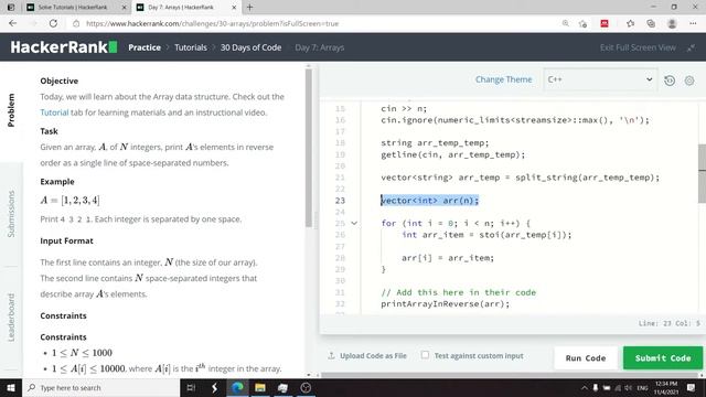 Day 7: Arrays - 30 Days of Code HackerRank Solutions смотреть онлайн