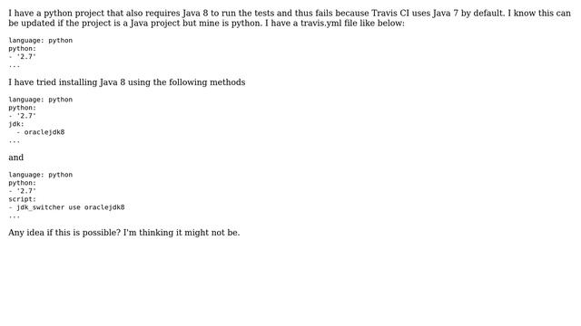 Can I install java 8 on Travis CI for a python project? (2 Solutions!!) смотреть онлайн