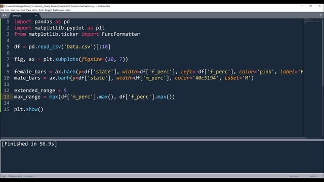 Matplotlib Tutorial: How to Plot Tornado Graphs Using Matplotlib смотреть онлайн