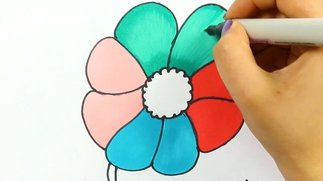 Как нарисовать красочный цветок с MiMi | Раскраски детей HD | Рисование и окраска смотреть онлайн