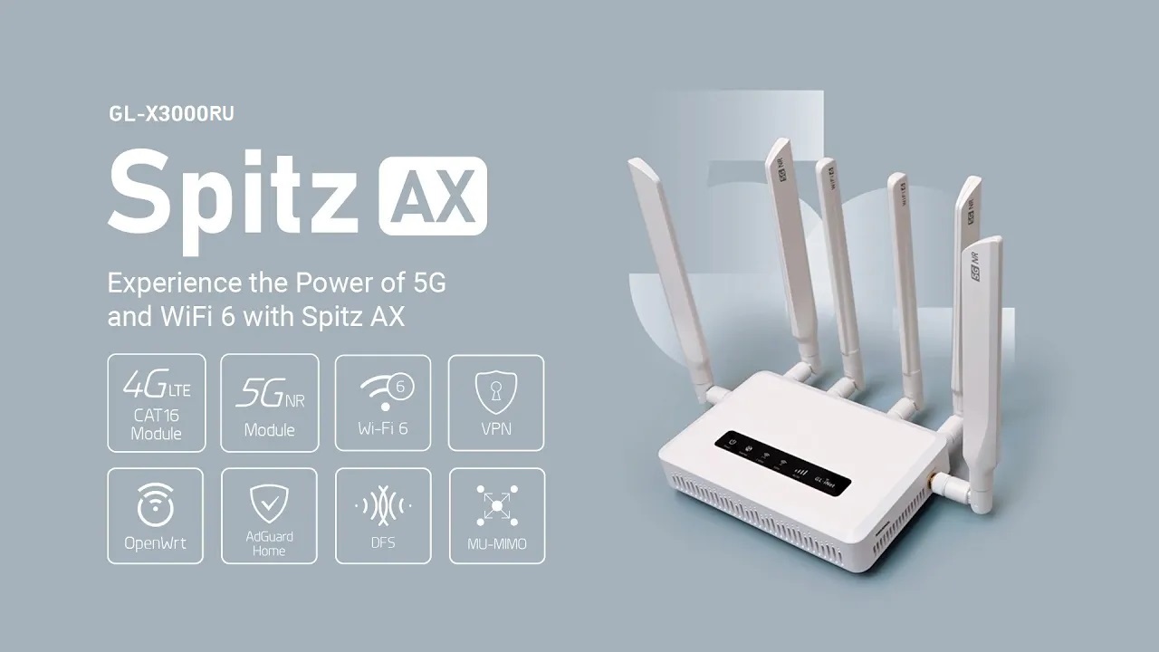 5G NR / 4G+ LTE Cat.16 Spitz AX X3000RU Wi-Fi 6