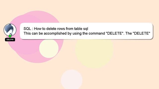 SQL : How to delete rows from table sql смотреть онлайн