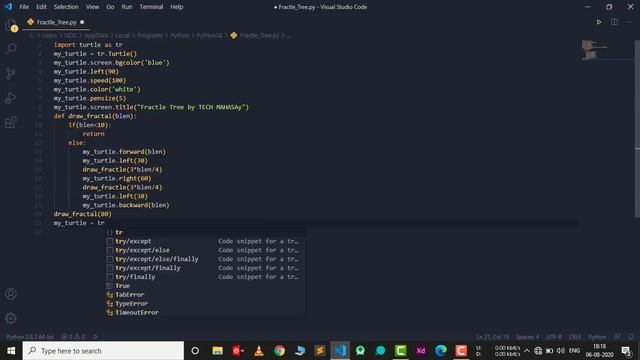 How to Make Fractal & Recursion Tree in Python | Python Graphics Tutorial | Tech Mahasay смотреть онлайн