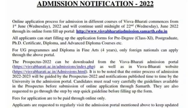 Visva Bharati University Admission Notice 2022 for Diploma, Certificate Course, Post Graduate, PhD смотреть онлайн