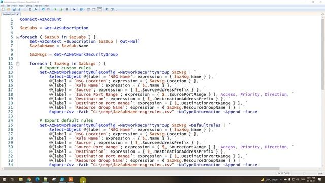 Lec-219 Azure in Hindi - Powershell Scripts - Get NSG Rules Details From Muliple Subscriptions смотреть онлайн
