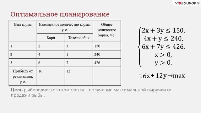 Видео урок "Модели оптимального планирования" смотреть онлайн
