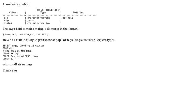 Databases: Get the most popular jsonb value смотреть онлайн